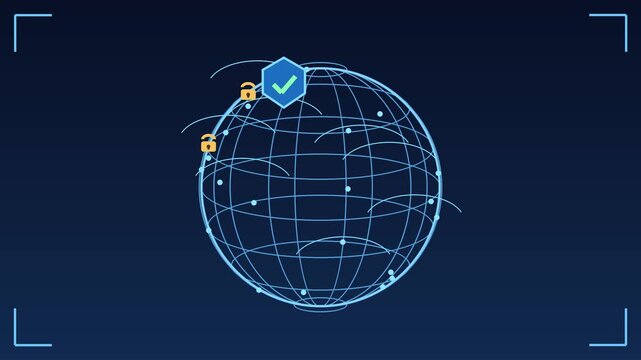 Digital globe displays connecting data points and confirms network security across continents connections worldwide earth continents