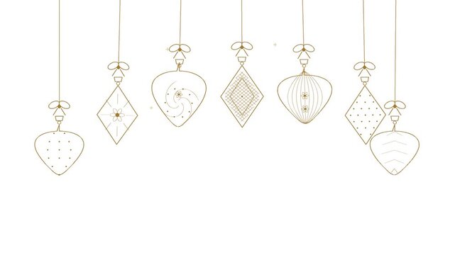 Golden ornaments gently sway against a neutral backdrop creating a festive atmosphere decorations hanging celebration holiday