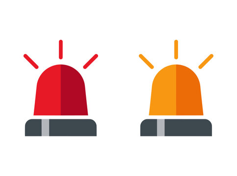 Red and Amber Emergency Siren Flasher Lights Warning Beacon Vector Icons