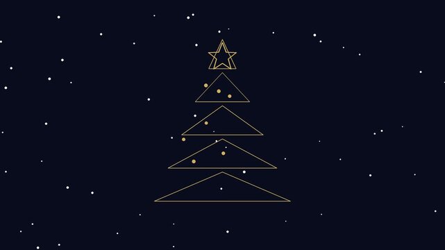 Golden christmas trees stand against a dark blue starry background progressing slightly across frames holiday festive
