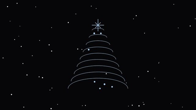 A christmas tree sparkles with light against a dark starry night sky evergreen fir spruce holiday