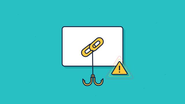 Malicious Link Phishing Trap Animation with Warning Alert Sign