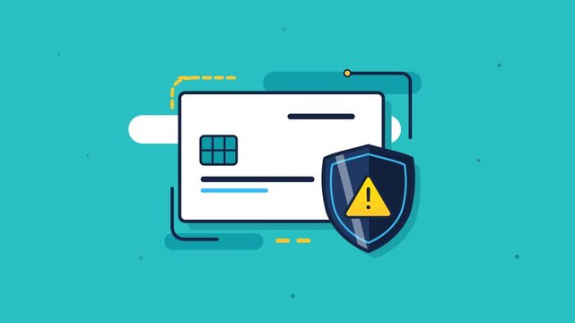 Payment Card Fraud Alert Animation with Security Shield Icon