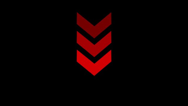 Red Downward Chevron Arrow Animation on Black Background