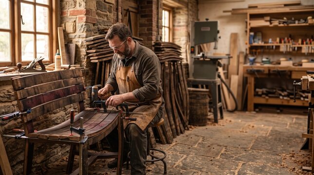 Wine Barrel Staves Reborn as Furniture