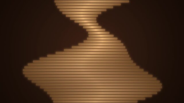 Abstract Bronze Horizontal Bar Rotation Background Loop Featuring Smooth 3D Metallic Motion Graphics Displaying A Dynamic Twisting Spiral Pattern With Shimmering Light Reflections On Dark Surface