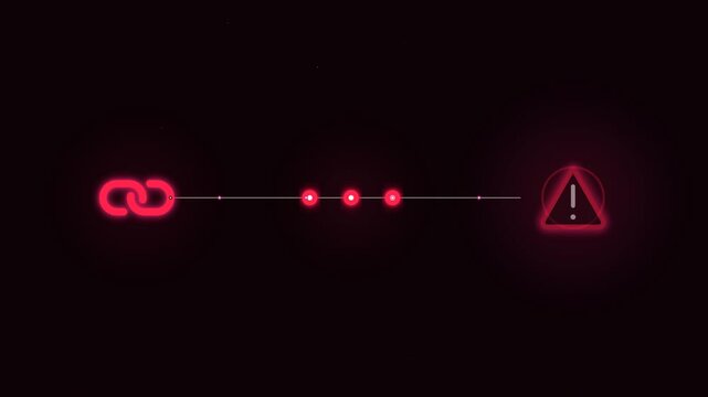 Phishing Hyperlink Click Animation Leading to Warning Hazard Icon