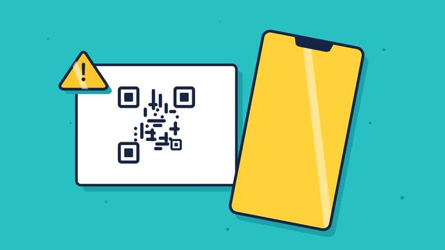 QR Code Phishing Scam Warning Animation with Smartphone Mockup