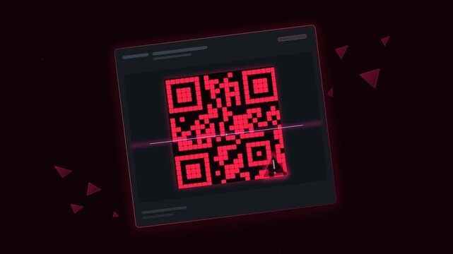 Malicious QR Code Threat Scanner Animation with Red Warning Alert