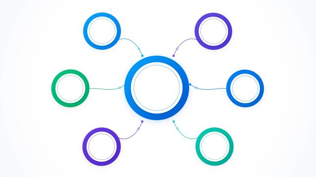 Radial Hub Infographic Diagram Animation with Six Colorful Nodes