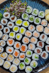 A large platter of assorted maki sushi rolls © Cavan