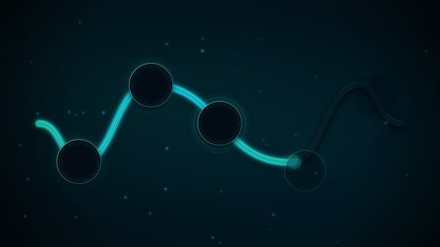 Sinusoidal wave timeline animation with five blank circular nodes