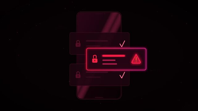 Smartphone screen showing security alert and notification cards