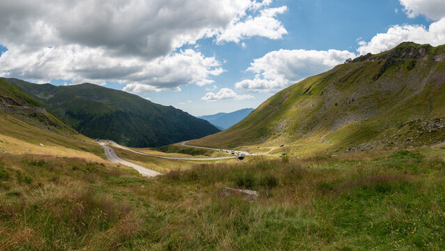 Scenic Mountain Valley View In Transfagarasan Fagaras Mountains