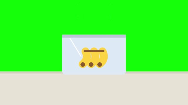 Automated Food Packaging Process Filling Resealable Bag With Snacks Flat Animation On Green Screen