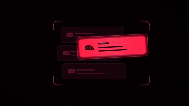 Suspicious email alert popup animation with glowing warning banner
