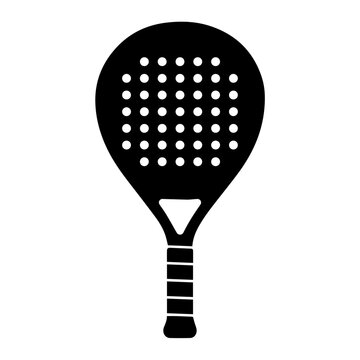 Black padel tennis racket icon silhouette vector illustration isolated on white background