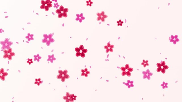 Lovely Red and Pink Flower Petals Falling Down in Slow Motion Animation Isolated on Light Cream Background Perfect for Wedding Decoration Romantic Events Valentines Day Celebration and Spring Vibes