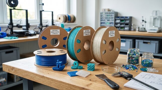 Recycled Ocean Plastic Filament Spools for 3D Printing