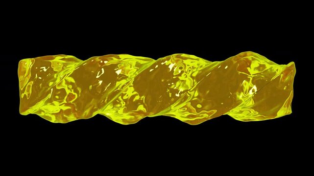 Golden Twisted Liquid Oil Shape Luxury Concept Alpha Channel Seamless Loop 4K