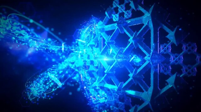 Glowing data crystal with encrypted streams representing post quantum cryptography and secure quantum resistant information technology