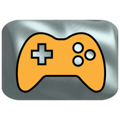 Orange Game Controller Icon on Silver Metallic Rounded Square Button © WhoamI