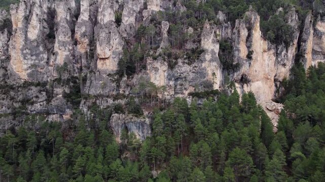 Aerial View of Rock Formations Along the Water Route in Beceite Spain