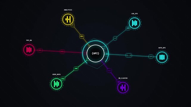 API Network Data Connection HUD Infographic Interface