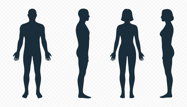 Man and Woman Full Body Silhouette Illustration