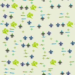 Seamless pattern with fleur de lis and abstract floral elements © maimunah