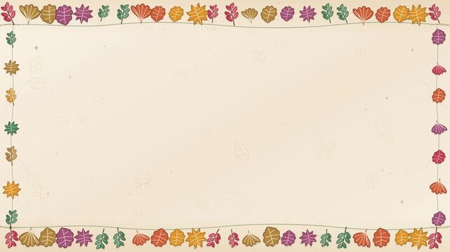 Hand-Drawn Leaves and Thanksgiving Border Background 4k Animation Loop