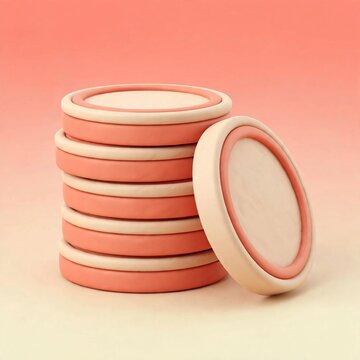3D clay render stack of coins icon for wealth and finance concept