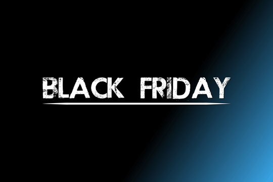 Black friday text on dark blue gradient background