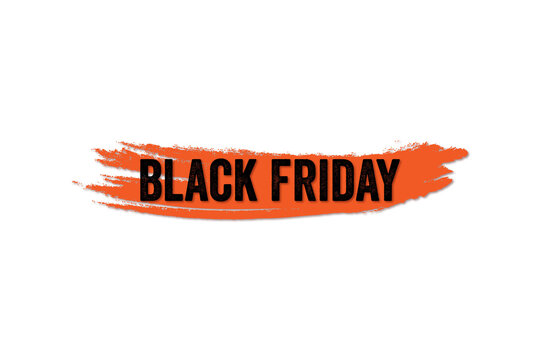 Bold black black friday text on orange brush stroke background