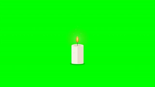 Six animated white candles with glowing flames arranged in a grid against a vibrant green screen backdrop. Ideal for mindfulness videos and meditation overlays.