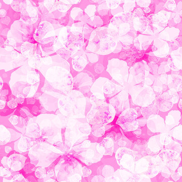 Pink watercolor abstract blur flowers seamless floral pattern