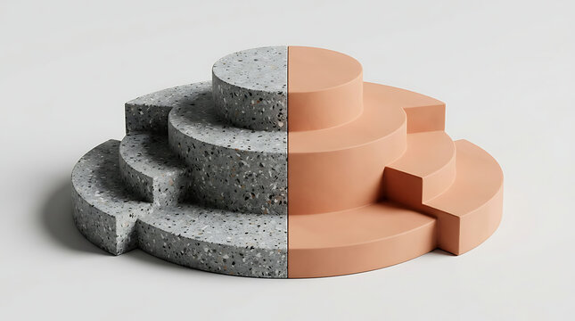 Minimalist concrete and terracotta podium mockup for product display
