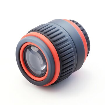 Camera Lens 3D Icon Optical Zoom Coral Red