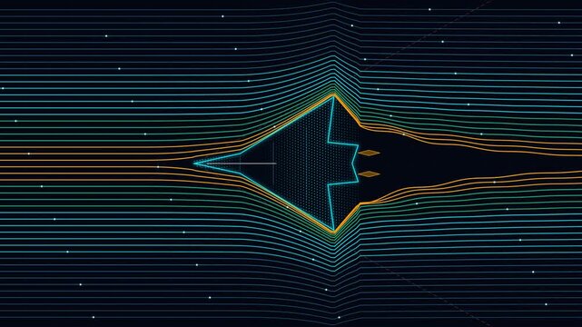 Aerospace hypersonic delta wing aircraft wind tunnel CFD aerodynamics streamline flow.