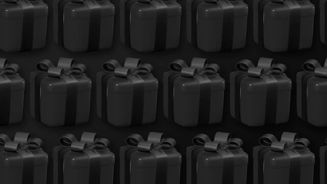 Black Friday Background with Seamless Pattern of Dark Gift Boxes for Cyber Monday Sale Promotion.