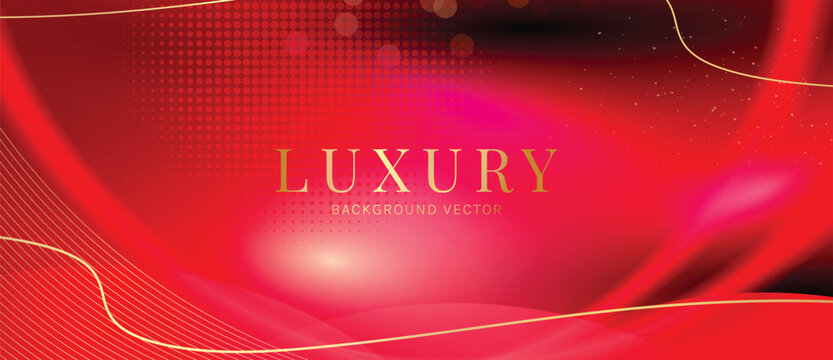 Luxury Ruby Red Vector Background with Glowing Magenta Highlights Sweeping Gold Light Trails and Smooth Festive Gradients