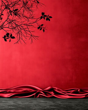 Dark Romantic Winter Botanical Shadows on Burgundy Velvet