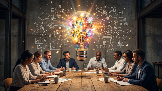 Creative Business Team Brainstorming and Ideating for Innovative Projects