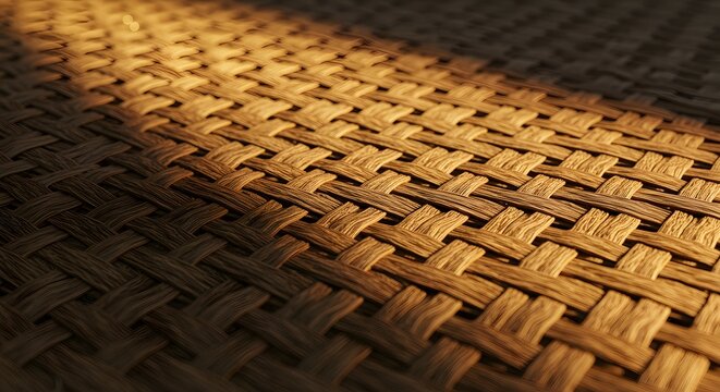 Detailed geometric pattern of woven jute matting with geometric material background sustainable