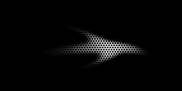 Halftone Dot Arrow Abstract Background With Dynamic Motion And High-Contrast Black And White Design
