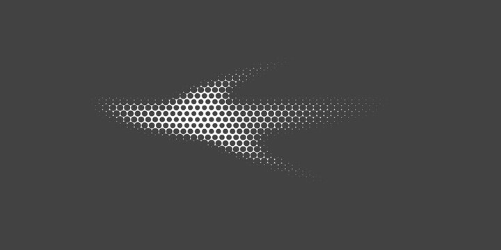 Halftone Dot Arrow Abstract Background With Dynamic Motion And High-Contrast Black And White Design