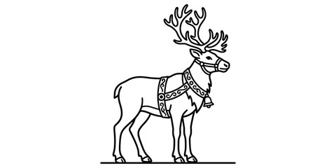 Black and white outline reindeer illustration for holiday and winter season graphic design projects. © Zayan