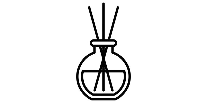 Minimalist reed diffuser icon for home fragrance and aromatherapy spa concepts.