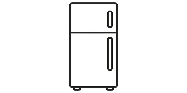 Modern kitchen refrigerator appliance outline icon for home interior design.