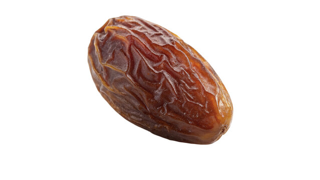 Single sweet dry date fruit exotic healthy nutritious gourmet snack, isolated on transparent background.